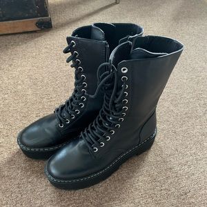 H&M Black Platform Combat Boots
